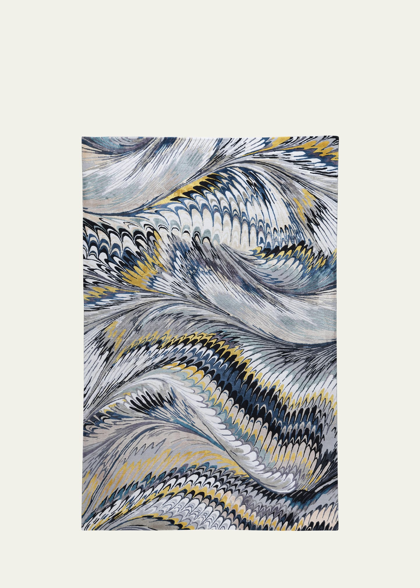 The Rug Company X Mary Katrantzou Feather Marble Midnight Hand-knotted Rug, 9' X 12'