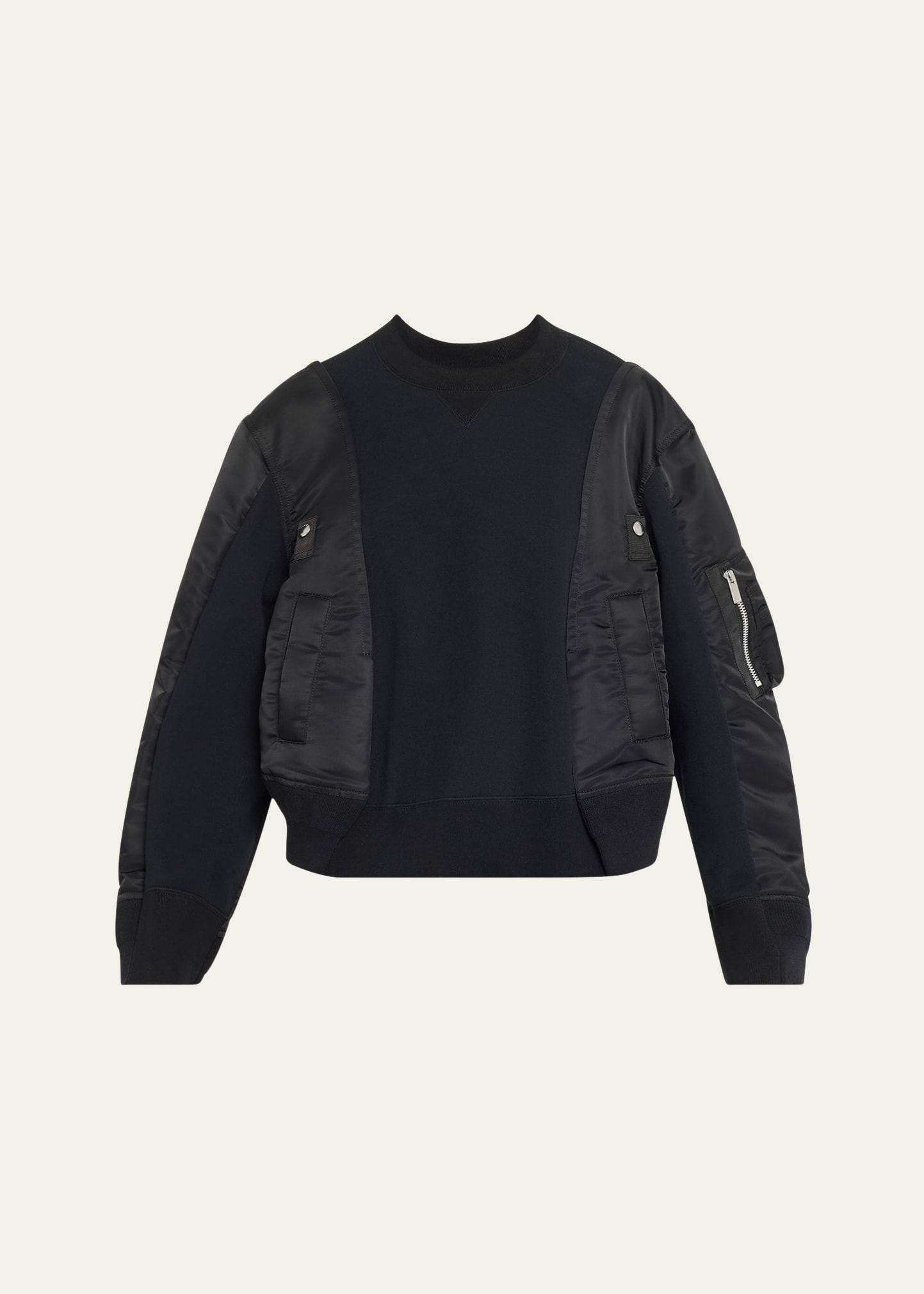 SACAI MIXED-MEDIA COLORBLOCK SWEATSHIRT 
