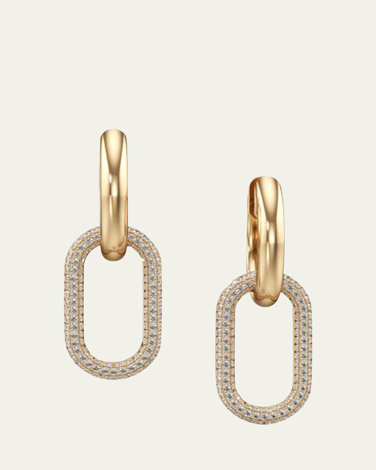 18K Gold and Diamond Pave Link Earrings