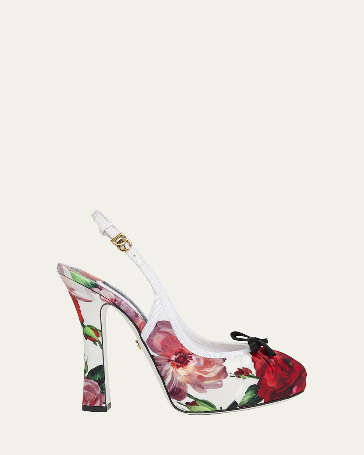 Shop Dolce & Gabbana Slingback Floral Ballerina Stiletto Pumps In Rose White