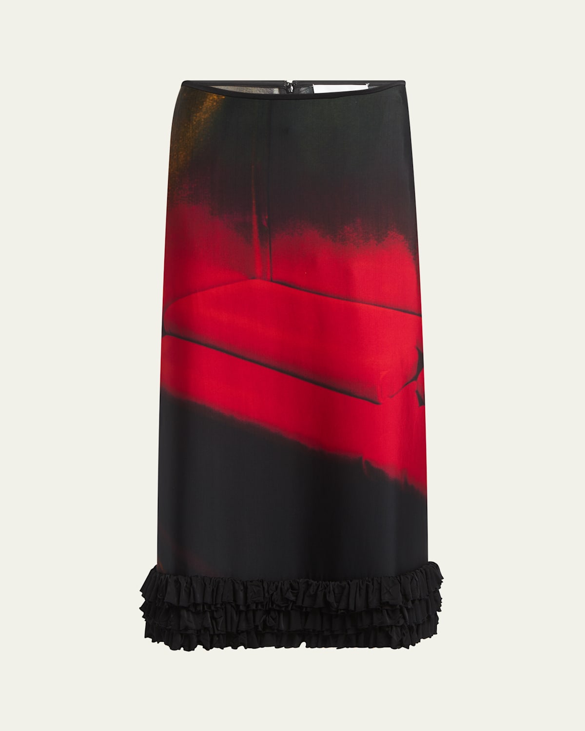 Shop Jil Sander Abstract Straight Ruched Midi Skirt In Ruby Velve