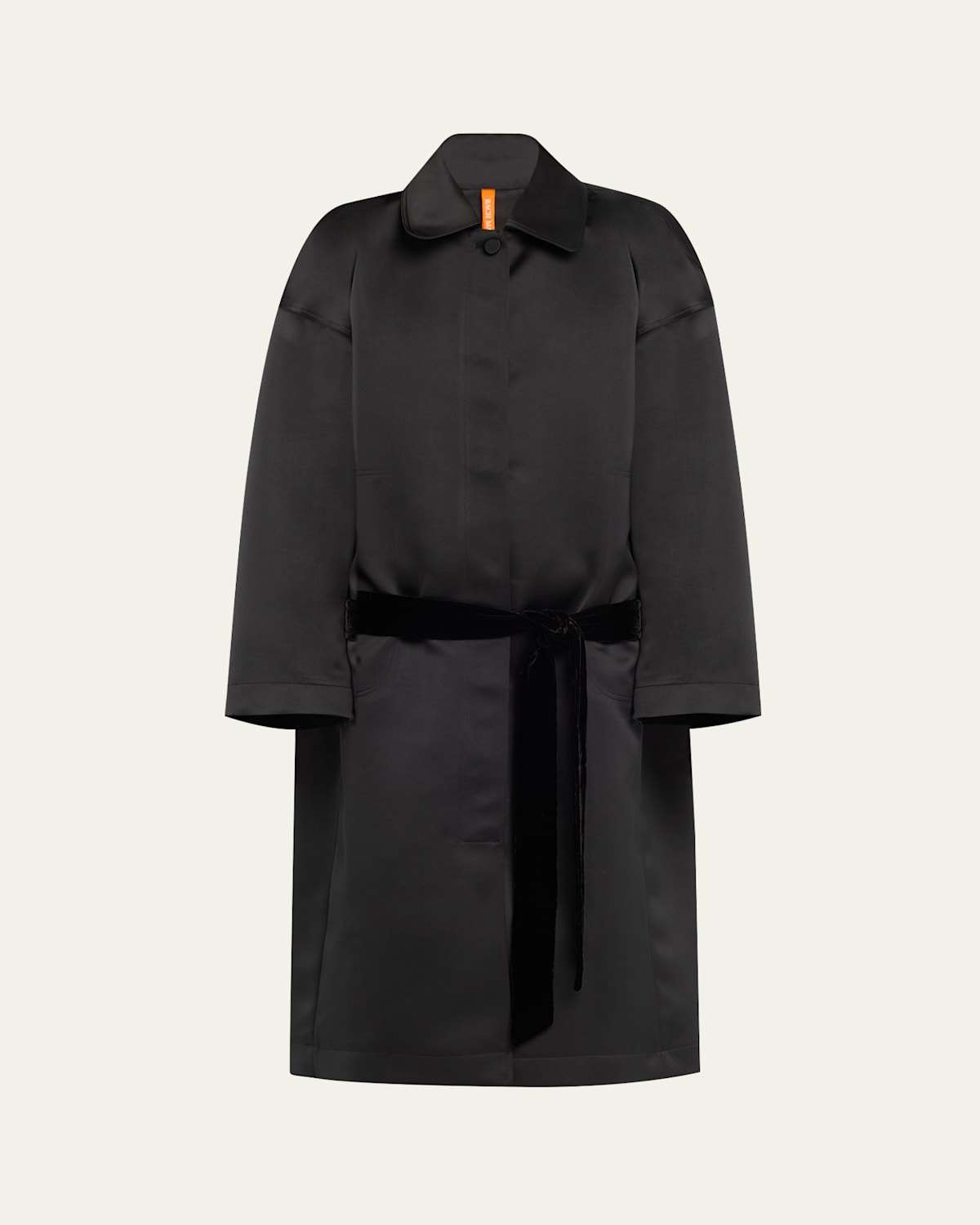 Velvet Tie-Back Oversized Lab Coat